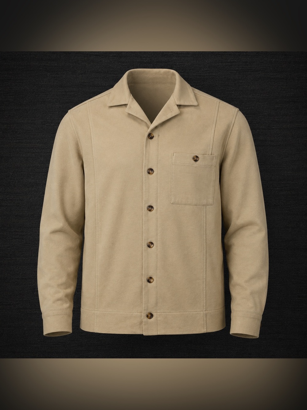 Oak + Fort Beige Men's Button-Up Jacket Shirt XS